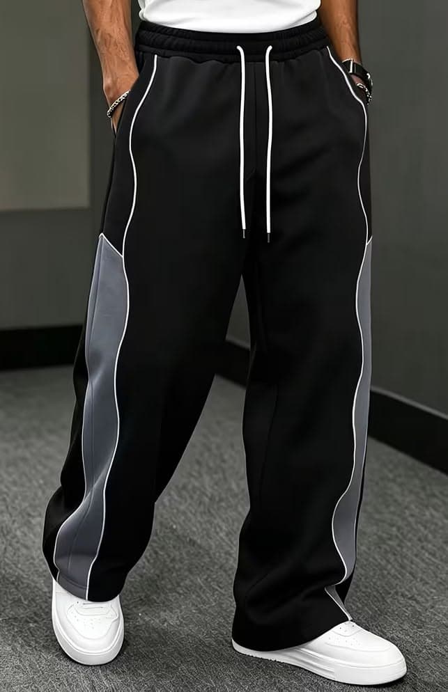 Eagilo Black Patchwork Relaxed Trousers image 4