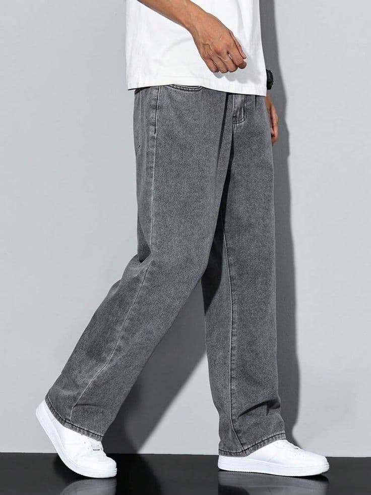 Eagilo Light Grey Relaxed Fit Denim Jeans image 2