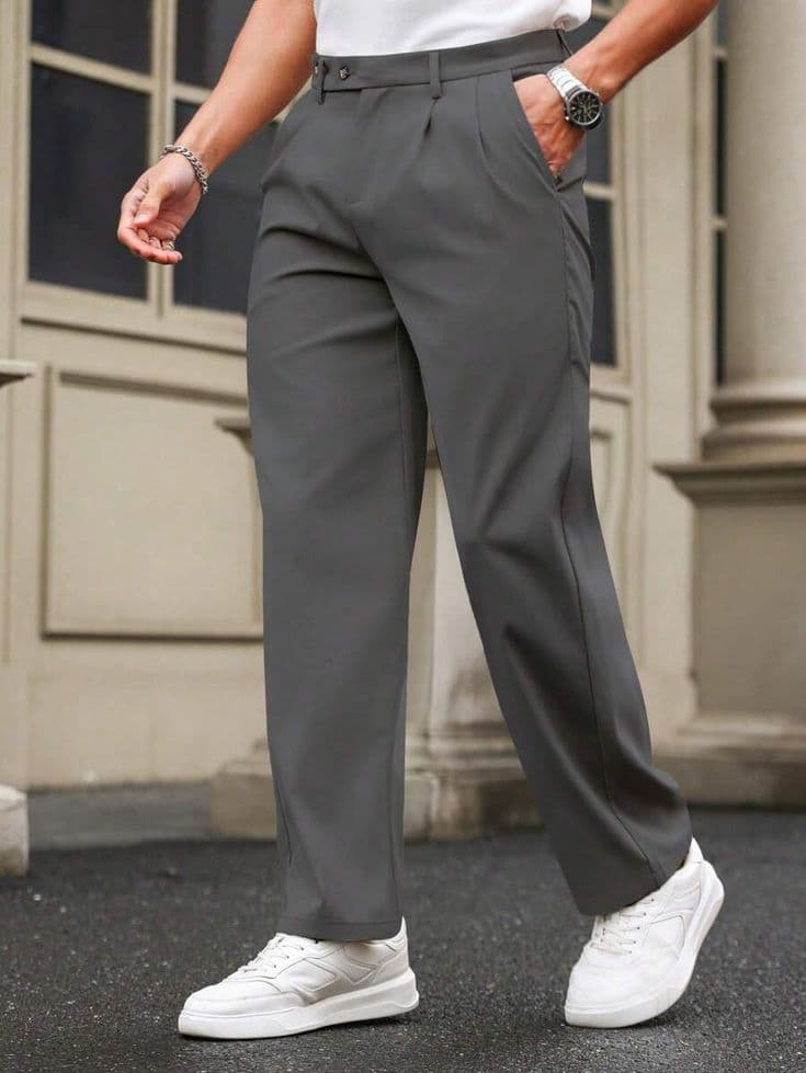 Eagilo Dark Grey Tailored Formal Trousers