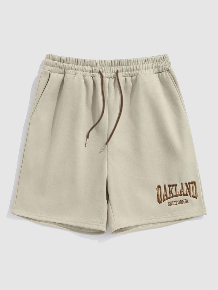 Eagilo Light Coffee Graphic Fleece Shorts