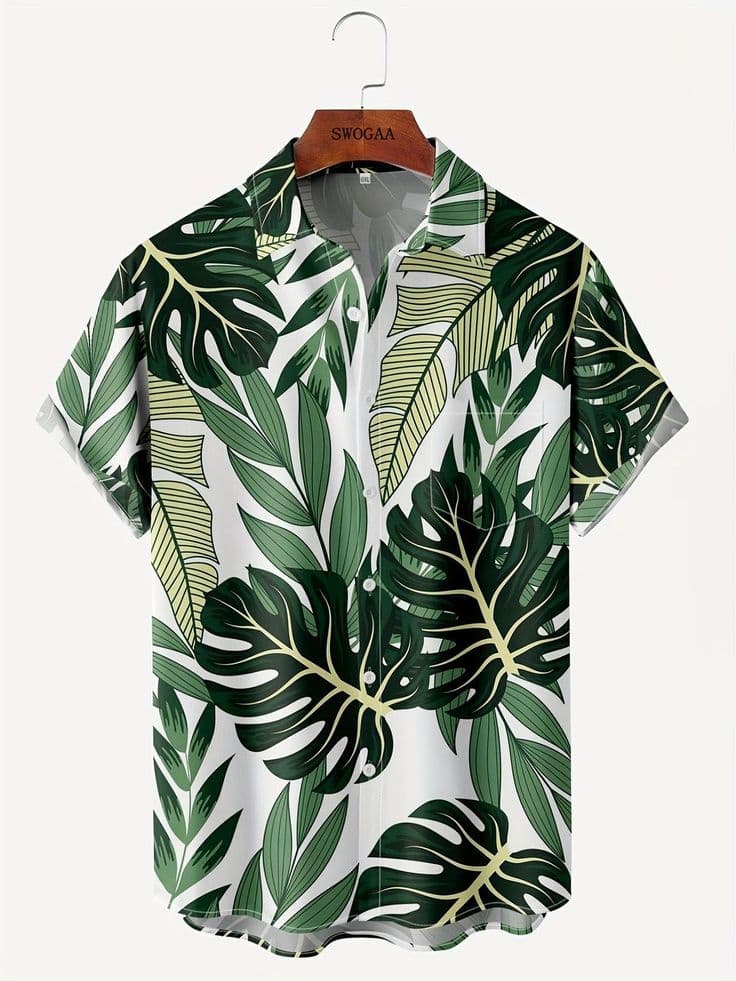 Eagilo Multi / Assorted Tropical Leaf Print Shirt