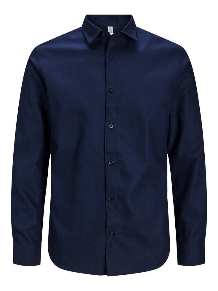Eagilo Navy Blue Solid Formal Shirt image 4