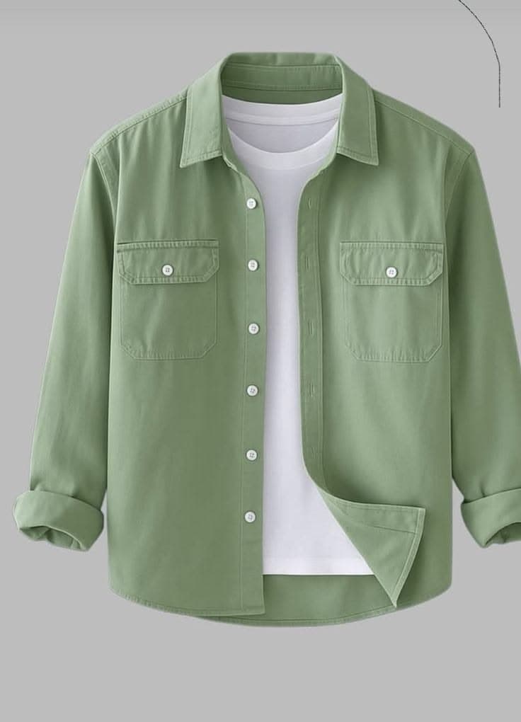 Eagilo Pista Green Utility Flap Shirt