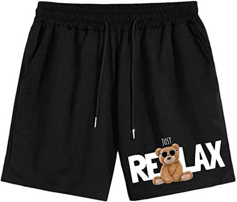 Eagilo Black Casual Drawstring Shorts