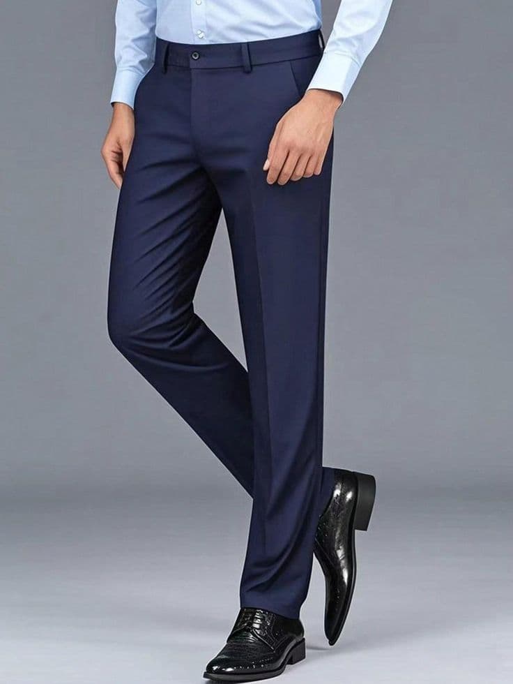Eagilo Navy Blue Tailored Formal Trousers image 2