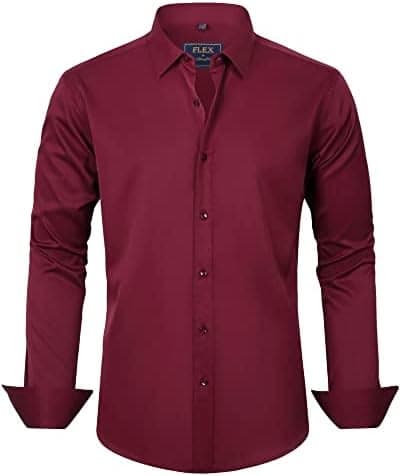 Eagilo Burgundy Solid Formal Shirt image 3
