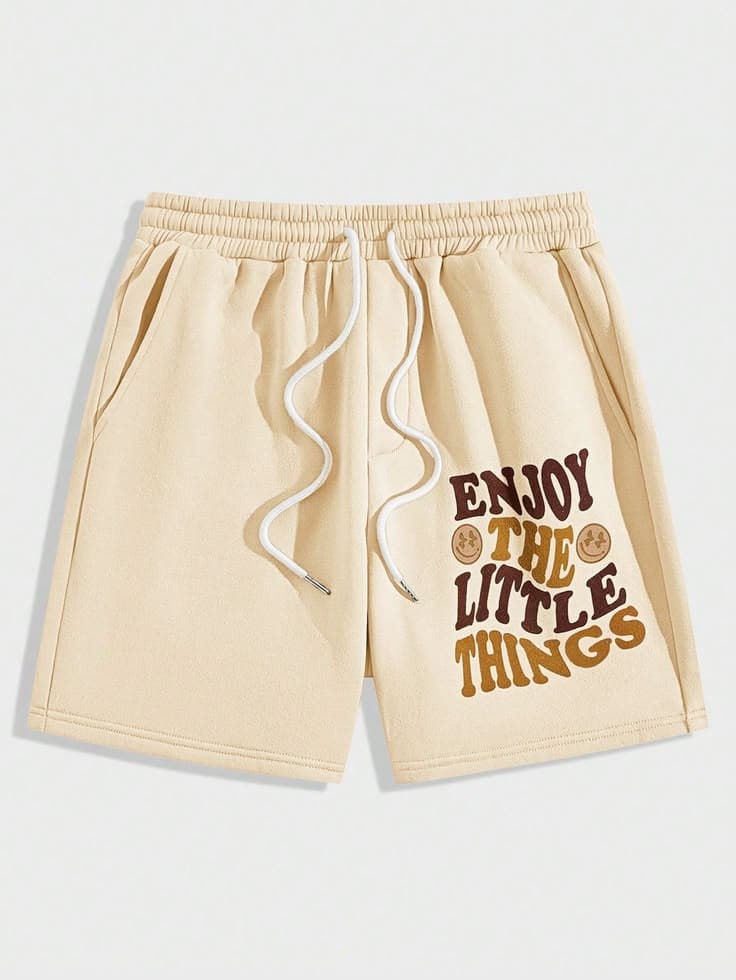Eagilo Beige Casual Drawstring Shorts image 4