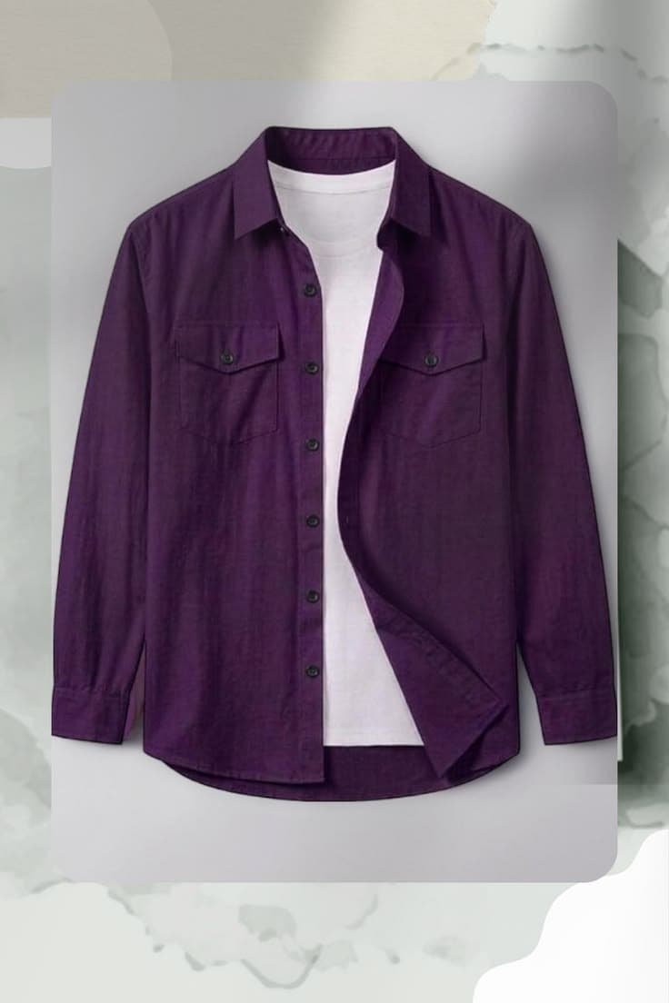 Eagilo Purple Layering Overshirt Shirt image 5