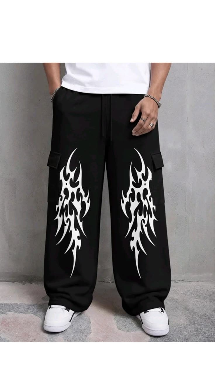 Eagilo Black Baggy Cargo