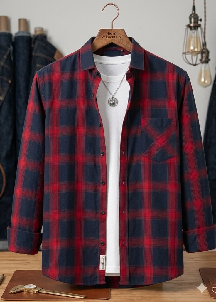 Eagilo Red Checked Casual Shirt image 5