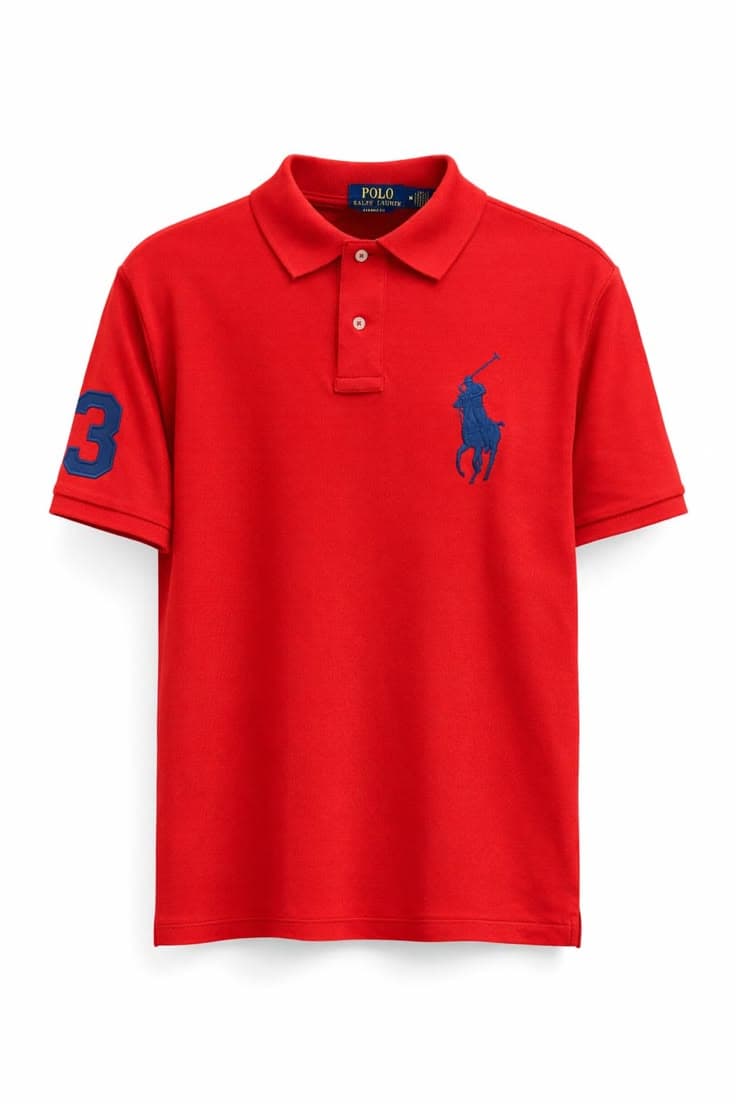 Eagilo Red Classic Mesh Polo Polo T-Shirt image 5