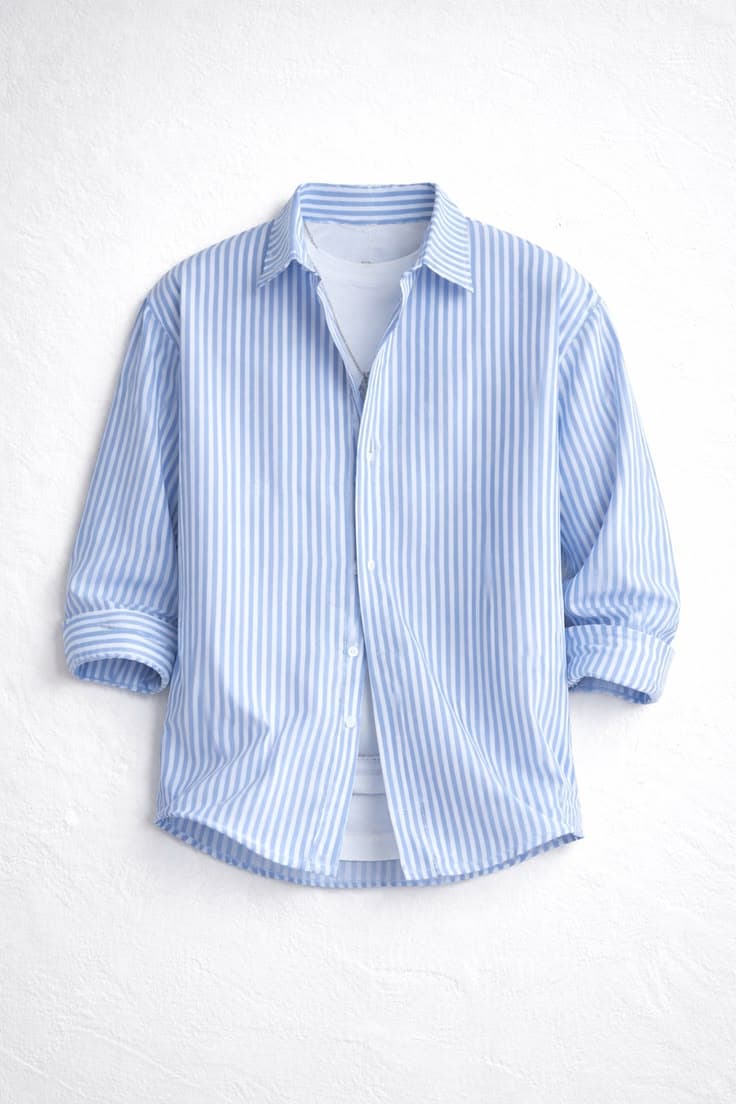 Eagilo Sky Blue Utility Flap Shirt image 3