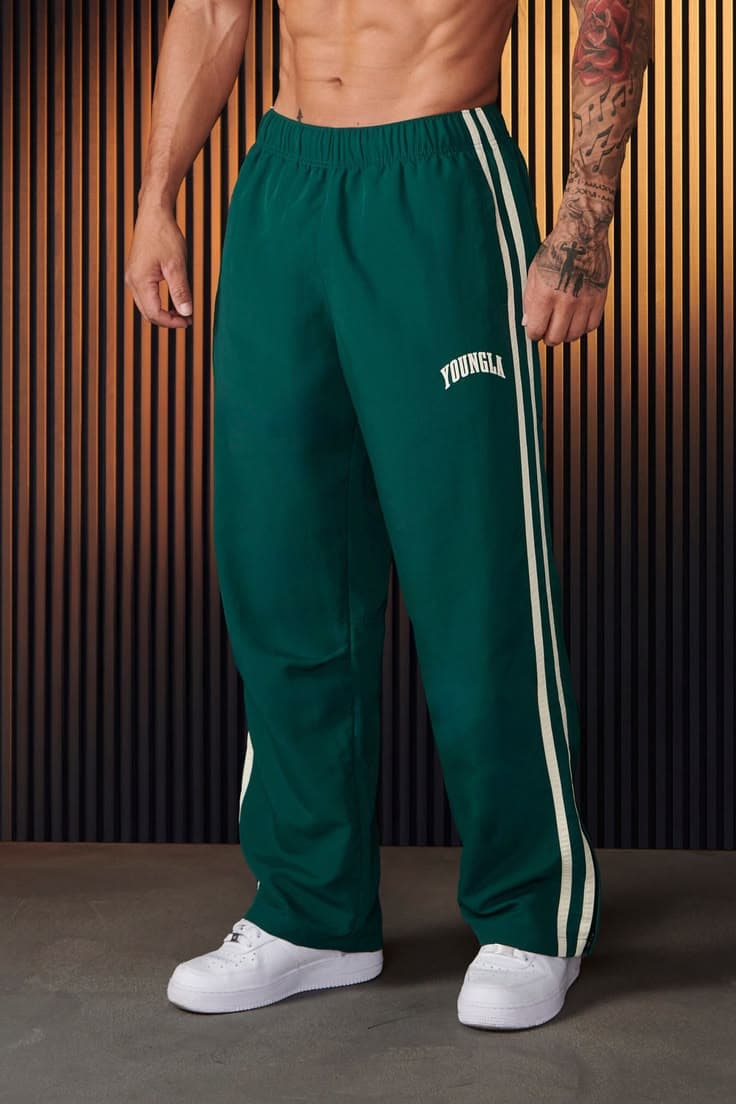 Eagilo Dark Green Relaxed Track Pants image 4