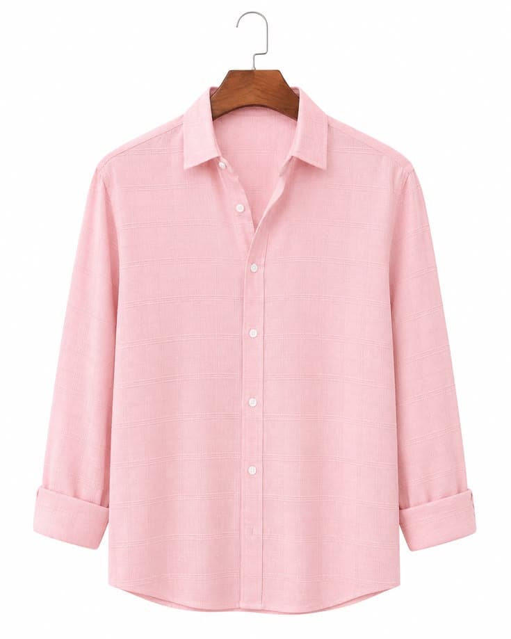 Eagilo Pink Solid Formal Shirt