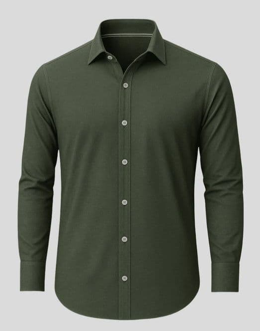 Eagilo Green Solid Formal Shirt