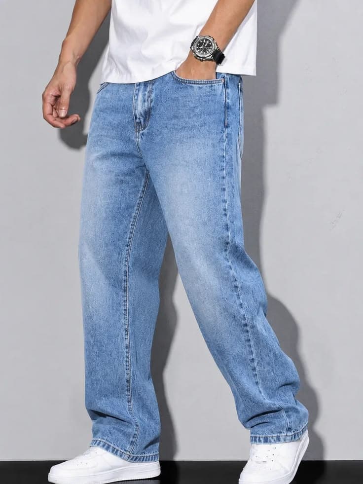 Eagilo Light Blue Relaxed Fit Denim Jeans