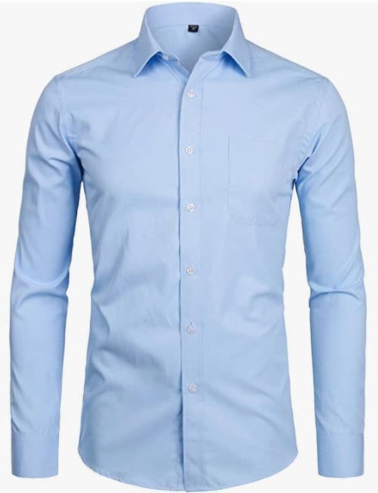 Eagilo Sky Blue Solid Formal Shirt