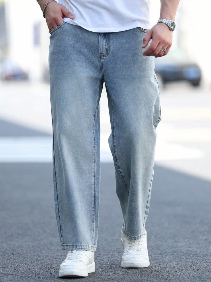 Eagilo Light Blue Relaxed Fit Denim Jeans image 2