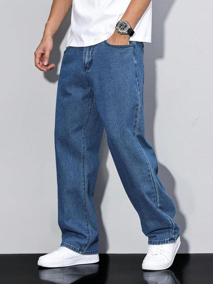 Eagilo Dark Blue Relaxed Fit Denim Jeans image 3