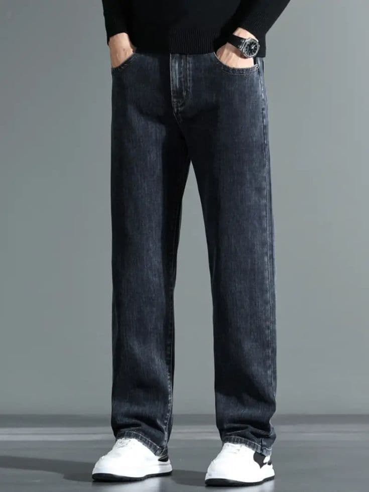 Eagilo Grey Straight Fit Denim Jeans image 3